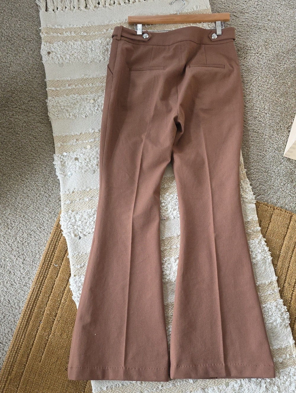 Veronica Beard Cocoa Brown Stretch High-Rise Flared Twill Pants 12 Tall - Picture 4 of 13